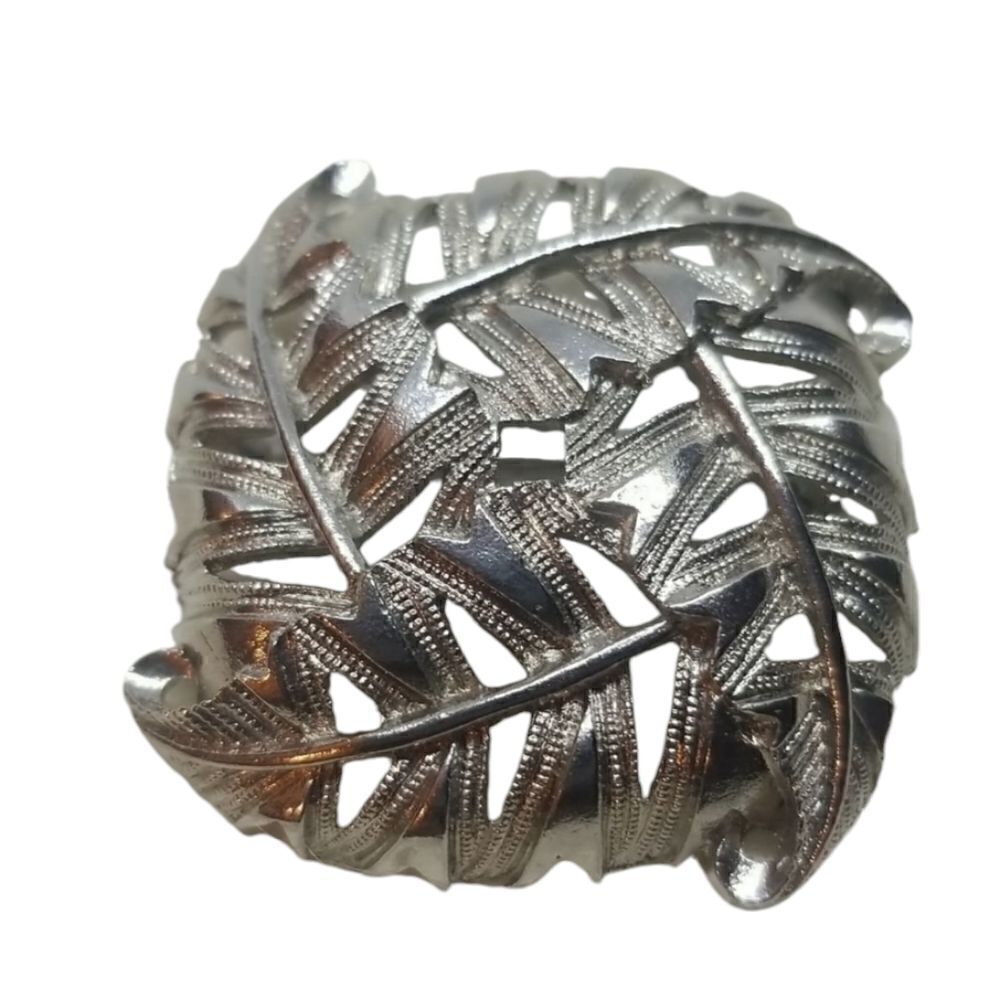 Lisner Leaves Brooch Pin Four Leafs Square Silver Vintage